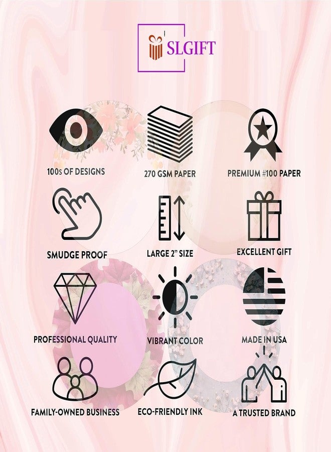 SLGIFT Vinyl Round Floral Theme Sticker, Self-Adhesive Vinyl Stickers, 40 Pieces, 2 x 2 Inches Round Sticker, 4 Unique Designs, R107 - Image 5